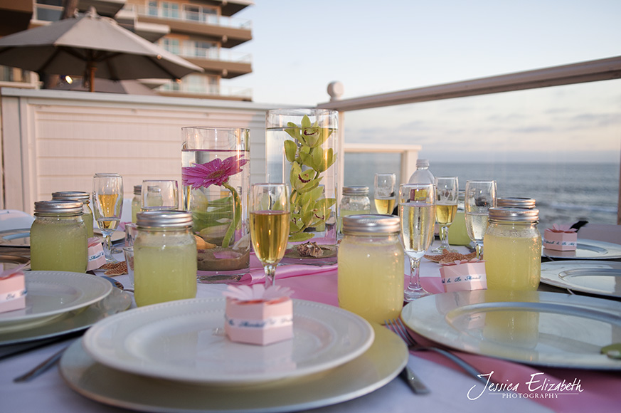 The guests tables at reception on the Pacific Edge Villa 39s deck